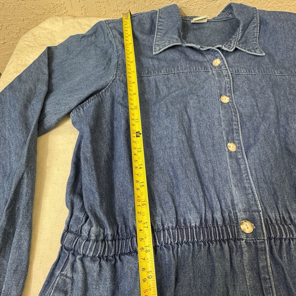 VTG Denim Midi Shirt Dress Womens 18 Long Sleeve Buttons Modest Prairie Cottage - Picture 7 of 14